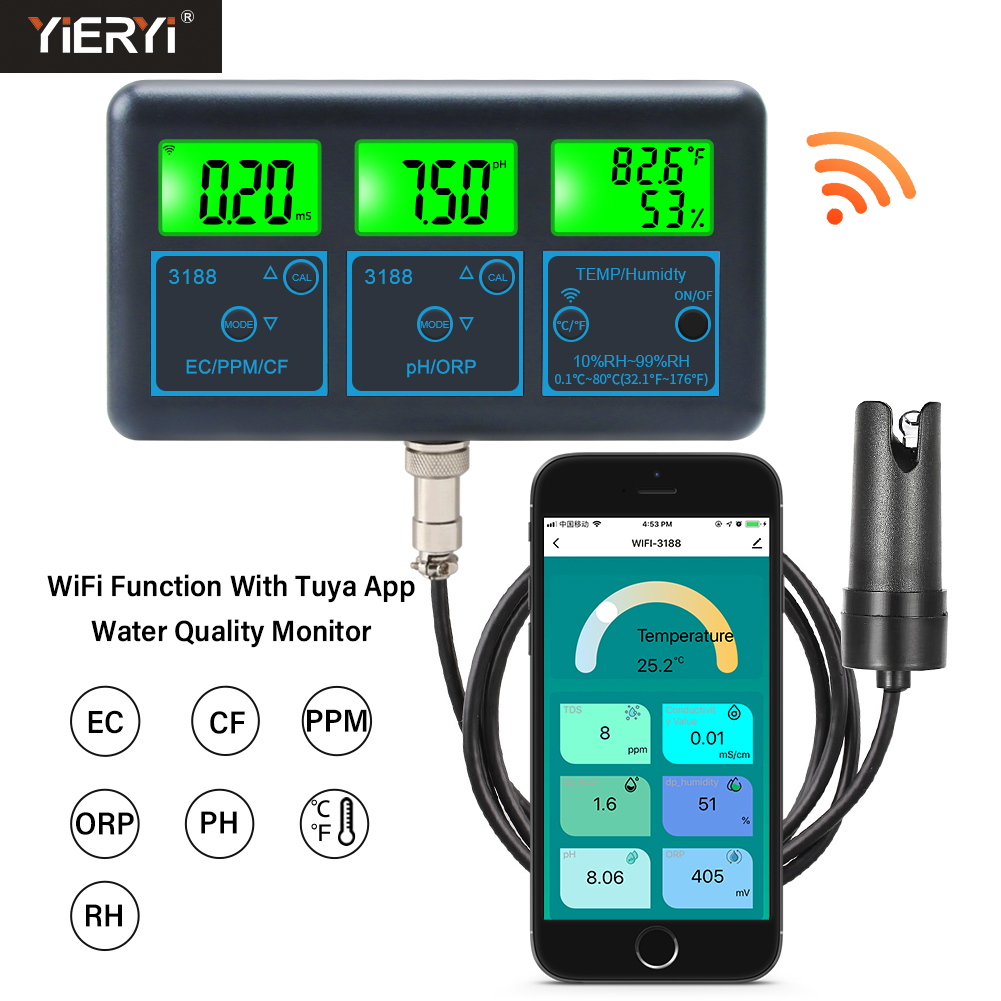 Marine Aquarium Water Analyzer - Medidor de PH WiFi temperatura TDS(ppm)