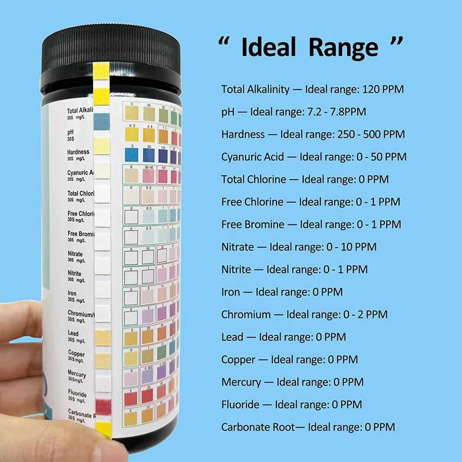 Tiras de prueba de agua 16 en  - Marine Aquarium Water Testing reseña y precio