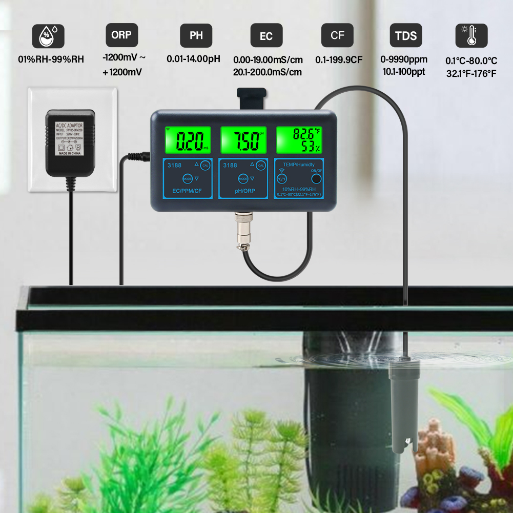 Medidor de PH WiFi temperatura - Marine Aquarium Water Analyzer reseña y precio