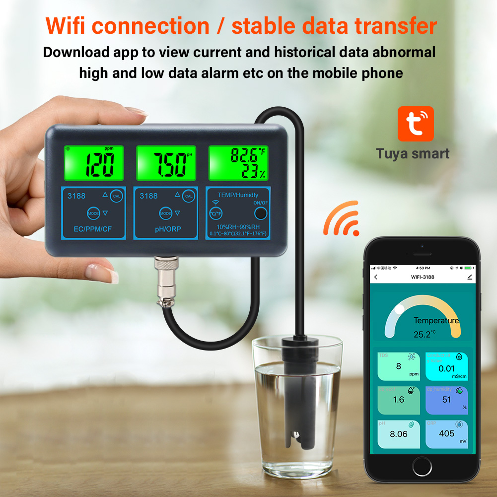 Medidor de PH WiFi temperatura - Marine Aquarium Water Analyzer reseña y precio