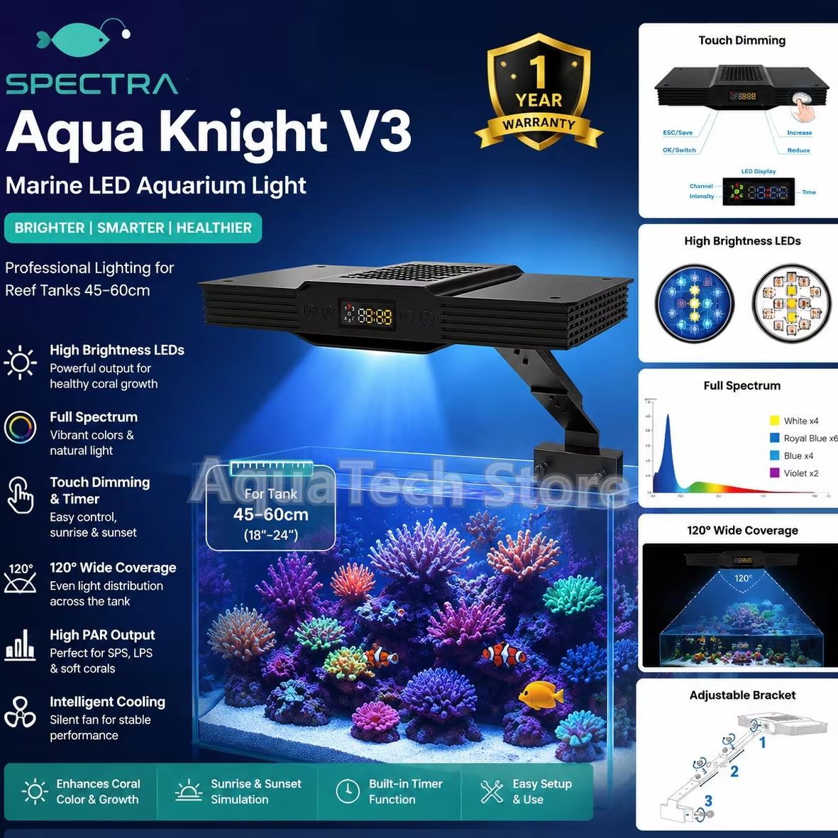 Spectra Aqua Knight V3 75W Pro - Aqua Marine Tank reseña y precio
